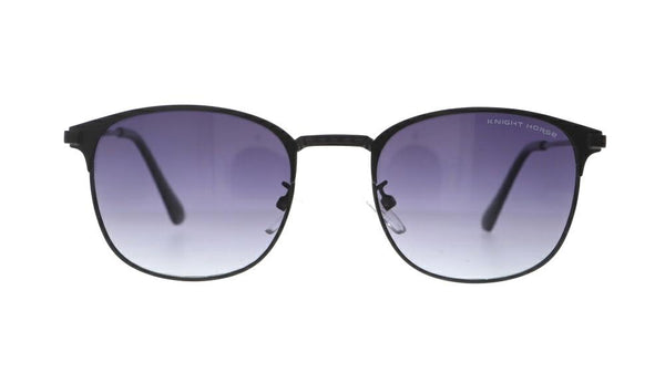 KNIGHT HORSE KN S10161 KN-S-10161 Matte-Black Large Round Full Rim UV Power Sunglasses